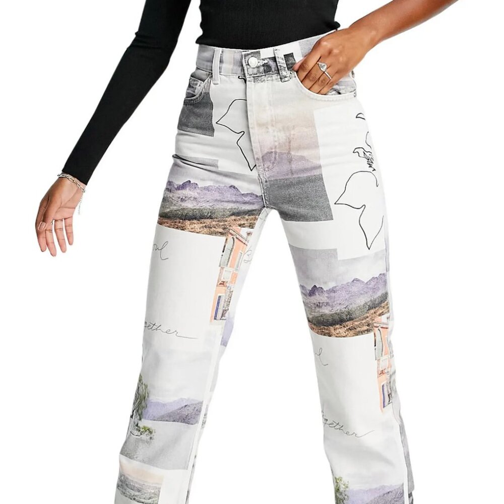 TopShop Photo Postcard Print Kort Jeans Size US 8  (30 x 30 )